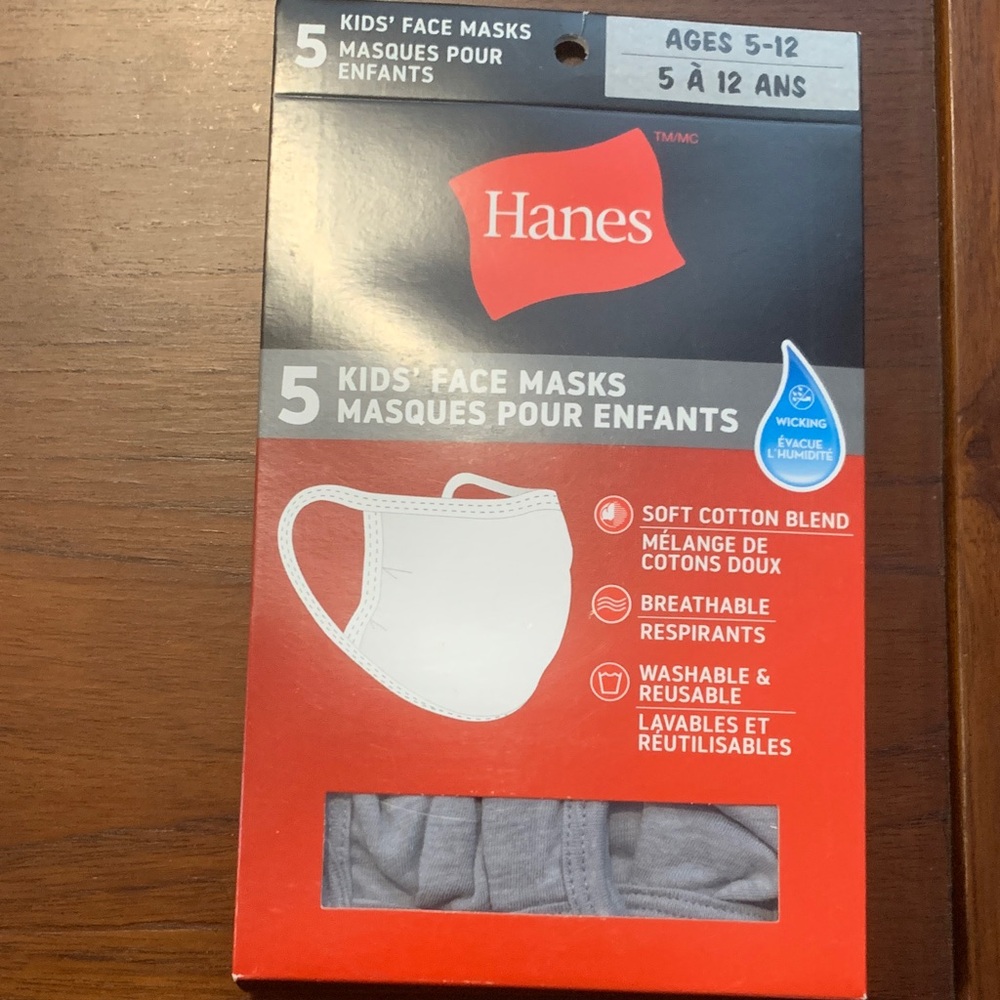 New Hanes Kids' Face Masks - Soft Gray